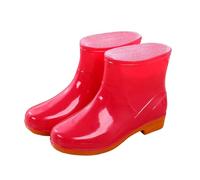 Botas de agua al tobillo para mujer, ligeras, impermeables, sin cordones, para jardín, anchas, para caminar, festivales, botas de agua para mujer, botines cortos Chelsea, Red, 39.5 EU
