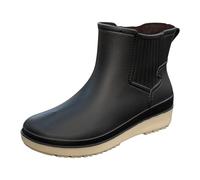 Botas de Agua Botas de Lluvia Botas de Lluvia fáciles de Poner Slip Zapatos de Lluvia para Mujer Versión Coreana Color sólido Tubo Corto Zapatos de Agua para Mujer (Black, 37)