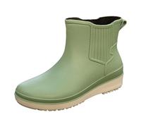 Botas de Agua Botas de Lluvia Botas de Lluvia fáciles de Poner Slip Zapatos de Lluvia para Mujer Versión Coreana Color sólido Tubo Corto Zapatos de Agua para Mujer (Green, 38)