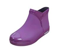 Botas de agua Chelsea cortas para mujer, fáciles de poner, botas de senderismo impermeables, color sólido, aventuras al aire libre, jardín, caminar, Purple, 37 EU