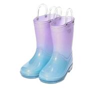 Botas de agua con purpurina para niñas, color degradado, con bonito mango, impermeables, de goma, ligeras, para escuela, senderismo, agua, botas de barro, Purple, 30 EU