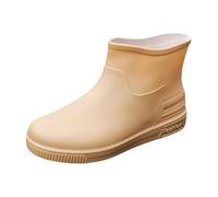 Botas de agua cortas con suela gruesa para mujer, fáciles de poner y quitar, cómodas botas de agua resistentes al agua, fáciles de limpiar, para trabajo en el patio, actividades al aire libre, Khaki