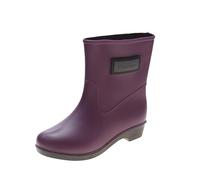 Botas de agua cortas impermeables para mujer, diseño fácil de poner, botas de lluvia ligeras, para uso diario, al aire libre, zapatos de goma transpirables, Purple, 37.5 EU