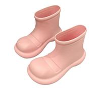 Botas de agua cortas para mujer, botas de lluvia de caña ancha, cómodas y acolchadas, botas de nieve elegantes y lindas con suela de goma antideslizante, botas de jardín impermeables, Rosa., 36 EU