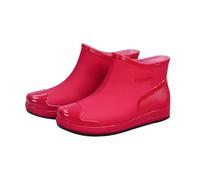 Botas de agua cortas para mujer, zapatos de jardín, botines Chelsea cortos, ligeros, impermeables, botas de lluvia anchas para caminar, festivales, zapatos de tobillo para mujer, Red, 37.5 EU