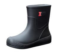 Botas de agua impermeables al tobillo para mujer, antideslizantes, para ocio, botas de agua cortas Chelsea cálidas con suela de agarre, botas de goma de ajuste elegante, Black, 39 EU