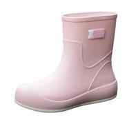 Botas de agua impermeables al tobillo para mujer, antideslizantes, para ocio, botas de agua cortas Chelsea cálidas con suela de agarre, botas de goma de ajuste elegante, Pink, 39 EU