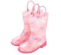 Botas de agua impermeables para niños y niños, con bonito patrón, botas de lluvia Wellington, zapatos de agua de goma suave, zapatos de agua para la escuela, senderismo, botas de barro, Pink, 30 EU