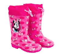 Botas de Agua Niña Minnie Rosa y Fucsia - Calzados de Lluvia Disney Minni Niñas 3 4 5 6 Años con Suela Antideslizante - Botas Impermeables Infantiles Cierre de Cordón en Material PVC (Moños, 26/27)