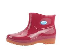 Botas de agua para mujer, botas de agua al tobillo para mujer, suela antideslizante, botas cortas para exteriores, botas de lluvia impermeables para hombre, zapatos ligeros de jardinería, Red, 38 EU