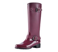 Botas de agua para mujer, botas de agua altas con hebilla lateral, impermeables, estilo Wellies, botas de lluvia, elegantes, botas de agua hasta la rodilla, botas de agua altas para festival, botas de