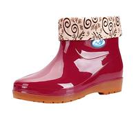 Botas de agua para mujer, botas de agua antideslizantes para exteriores, ligeras, para jardinería, botas de lluvia impermeables, Red, 37.5 EU