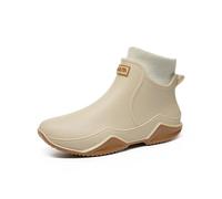 Botas de agua para mujer, botas de agua Chelsea para niña, botines cortos, antideslizantes, botas de lluvia Wellies, resistentes al agua, botas de jardín negras, botas de tobillo vintage, Blanco, 40