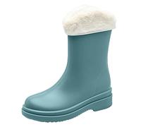 Botas de agua para mujer, botas de lluvia altas e impermeables, botas de lluvia para exteriores, botas de lluvia de verano, cómodas, resistentes, elásticas, para montar, azul, 36 EU