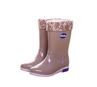 Botas de agua para mujer, botas de lluvia forradas, botas de invierno de media altura, cálidas y antideslizantes, botas de lluvia, impermeables, cómodas, botas de trabajo, botas de pesca, zapatos de