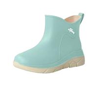 Botas de agua para mujer, botines de verano para mujer, monocolor, botas de goma, botines ligeros hasta el tobillo hasta el tobillo, zapatos de lluvia, pies anchos, zapatos de exterior, botas de vadeo