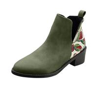 Botas de agua para mujer de talla grande para otoño e invierno, botas de tobillo de piel de ante para clima frío, caminata por el campo, suela de agarre ligera, senderismo, verde oscuro, 39.5 EU