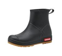 Botas de agua para mujer, fáciles de poner, impermeables, cómodas y elegantes, unisex, tallas grandes, ligeras, para exteriores, con suela de agarre, Black, 40.5 EU