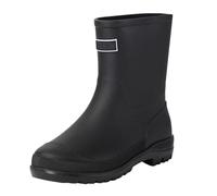 Botas de agua para mujer, fáciles de poner, impermeables, cortas, cómodas botas de lluvia, diseño ligero, antideslizante, cálido, botas de pesca para exteriores y jardinería, Black, 39 EU