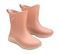 Botas de agua para mujer, impermeables, fáciles de poner, botas de agua para uso diario, para exteriores, cómodas y elegantes, botas de agua para pesca y caminata, Red, 37 EU