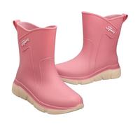 Botas de agua para mujer, impermeables, fáciles de poner, botas de agua para uso diario, para exteriores, cómodas y elegantes, botas de agua para pesca y caminata, Pink, 38.5 EU
