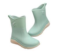 Botas de agua para mujer, impermeables, fáciles de poner, botas de agua para uso diario, para exteriores, cómodas y elegantes, botas de agua para pesca y caminata, verde menta, 39 EU
