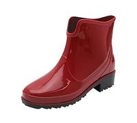 Botas de agua para mujer, ligeras, para jardinería, botas de agua para mujer, suela antideslizante, botas de lluvia impermeables para exteriores, botas de lluvia cortas sin cordones, Red, 39.5 EU