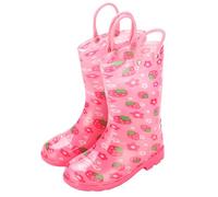 Botas de agua para niñas, talla 10, con asa, estampado floral, a la moda, impermeables, antideslizantes, botas de lluvia para niños grandes, botas de lluvia casuales sin cordones para niños para jugar