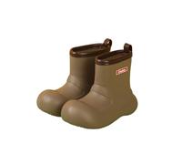 Botas de agua para niños y niñas, botas de agua lisas, impermeables, unisex, calzado ligero, sin cordones, para exteriores, a media pantorrilla, con suela antideslizante, 3-12 años, Brown, 27 EU