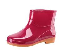 Botas de agua unisex para mujer, ligeras, impermeables, botas de lluvia cortas Chelsea, anchas, para caminar, festivales, zapatos de jardín, botas de agua para mujer, Red, 39 EU