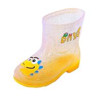 Botas de agua unisex para niños, impermeables, ligeras, para jugar de forma independiente en jardines fangosos, Amarillo, 34 EU