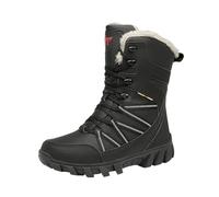 Botas de algodón de invierno de gran tamaño para hombre al aire libre de felpa gruesa no deslizantes impermeables botas de nieve de color sólido zapatos casuales de montañismo, Negro , 44 EU