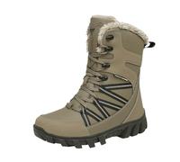 Botas de algodón de invierno de gran tamaño para hombre al aire libre de felpa gruesa no deslizantes impermeables botas de nieve de color sólido zapatos casuales de montañismo, marrón, 42 EU