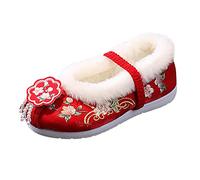 Botas de Algodón para Niñas con Estilo Antiguo y Diseño de Lujo para Ocasiones Navideñas y (Red, 31.5 Little Child)