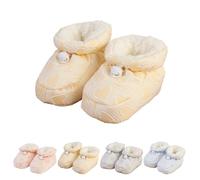 Botas de bebé de piel cálida, zapatos de bebé de felpa de algodón, botines de bebé de vellón acogedor, botines cálidos de suela suave (Yellow,12.5cm/11-13 months)