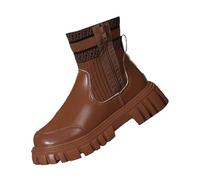 Botas de Boxeo,Botas Agua Mujer Comodos Moda Planas Calentar Piel Forro Cordones Botines Estilo Vaquero Botines Estilo Punk Aire Libre Zapatos Chunkyrayan Outdoor
