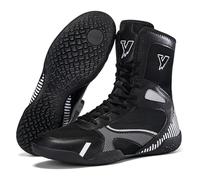 Botas de Boxeo Profesionales Altas Suela Duradera Antideslizante amortiguadas Soporte de Tobillo Zapatos Ligeros para Entrenamiento y Lucha,Negro,40 EU
