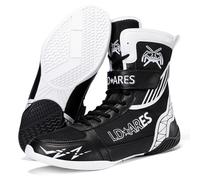 Botas de Boxeo Profesionales Altas Suela Resistente Agarre Estable Malla Ligera para Entrenamiento Sparring y Control de Combate,Negro,41 EU