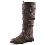 Botas De Caballero para Hombre - Zapatos Larp Vikingos Medievales Botas Altas Steampunk Cuero PU Guerrero Mujeres Carnaval Fiesta Cosplay Bota De Lujo,Marrón,35