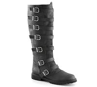 Botas De Caballero para Hombre - Zapatos Larp Vikingos Medievales Botas Altas Steampunk Cuero PU Guerrero Mujeres Carnaval Fiesta Cosplay Bota De Lujo,Negro,43