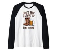 Botas de Cerveza & Dos Pasos - Country Line Dancing Western Camiseta Manga Raglan