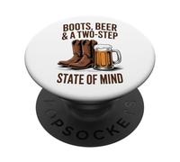 Botas de Cerveza & Dos Pasos - Country Line Dancing Western PopSockets PopGrip Adhesivo