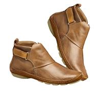 Botas de Charol de Gran Tamaño Mujeres Botines Mujer Planos Botines Piel Mujer Primavera Otoño Invierno Corto Botas Planas Zapatos Tobillo Punta Redonda Tacón de Cuña Bajo Zapatos Casuales