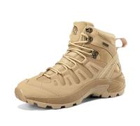 Botas de Combate para Hombre de Cuero Duradero, Botas tácticas para Hombre, Ligeras e Impermeables, para Trabajo táctico, Seguridad, Senderismo al Aire Libre(Brown,44 EU)