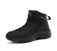 Botas de Combate para Hombre de Cuero Duradero, Botas tácticas para Hombre, Ligeras e Impermeables, para Trabajo táctico, Seguridad, Senderismo al Aire Libre(Black,45 EU)