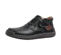 Botas de conducción para hombre, hechas a mano, de cuero de primera calidad, botas de tobillo cortas, casuales, vintage, con parte inferior plana, zapatos medievales, ligeros, suaves, deportivos, para