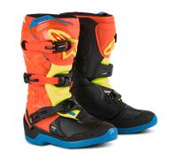 Alpinestars Tech 3S Botas de motocross juveniles, azul-amarillo-naranja, tamaño 2 34