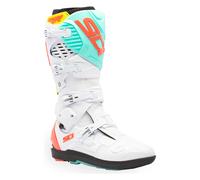 Sidi Crossfire 3 SRS Botas de Motocross, Blanco/Neón de menta/Coral neón, Talla 46