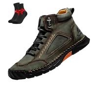 Botas de Cuero Cryonessa, cómodas Botas de Cuero Hechas a Mano for Hombre, Zapatos de Exterior con Puntera Ancha y Soporte for el Proa.(Green,44 EU)