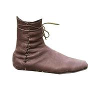 Botas de Cuero de la PU - Botas de Cosplay Medieval renacentista con Cordones de Motocicleta Combate Vintage PU de Cuero de Moda para,Marrón,45